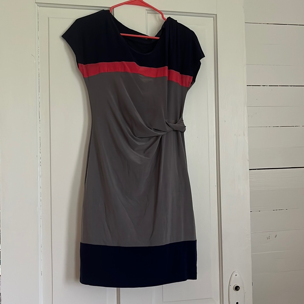 Elegant Gray and Red Women's Dress